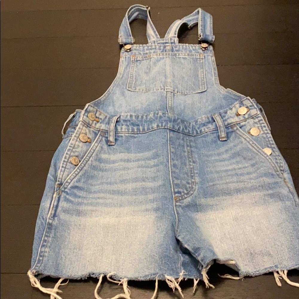 Denim overall shorts
